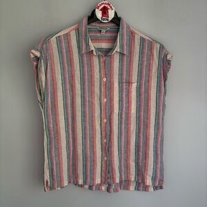 Orvis Linen Blend Short Sleeve Button Up Shirt Size M